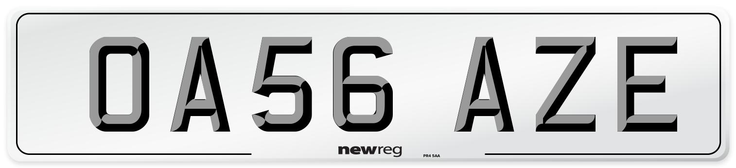 OA56 AZE Number Plate from New Reg